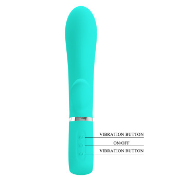 Вибратор с мягкой головкой и клиторальной стимуляцией Pretty Love - Thomas USB Green, BI-014621-4