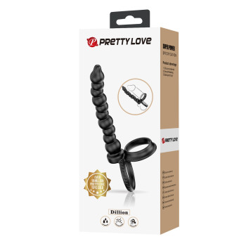 Ерекційне кільце з насадкою для анального сексу Pretty Love - Diilon Black, BI-210331