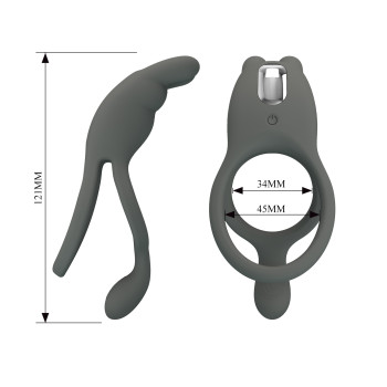 Ерекційне вібро кільце Pretty Love - MASTER RING Gray, 7 vibration functions, BI-210335-1