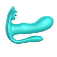 Вибромассажер с анальным и клиторальным стимулятором Boys of Toys - Tongue triple Stimulator GREEN, BS561001-5