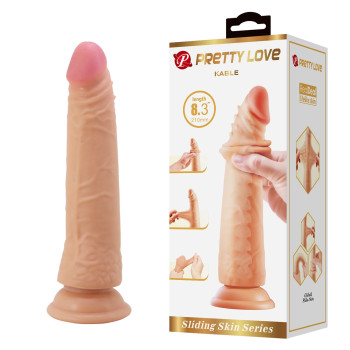 Фалоімітатор на присосці, з хребтом та ефектом ковзної шкіри LyBaile - Sliding Skin 8,3” Flesh, BW-007006NRG