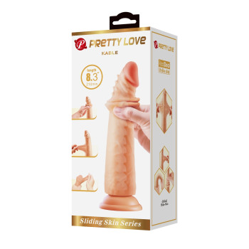 Фалоімітатор на присосці, з хребтом та ефектом ковзної шкіри LyBaile - Sliding Skin 8,3” Flesh, BW-007006NRG