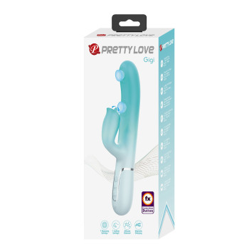 Пульсатор із кліторальним стимулятором Pretty Love - Gigi Light Green, 7 thumping functions 7 licking modes, BW-500035-4