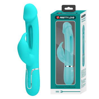 Вібратор із стимулятором клітора PRETTY LOVE - Kampas Rabbit 3 in 1 Green, BW-500025-1