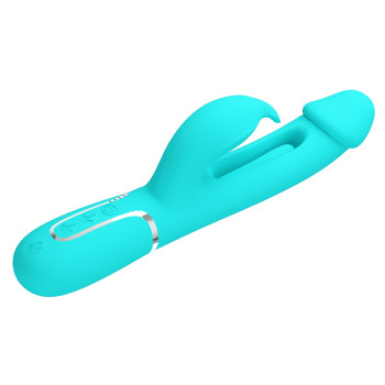 Вібратор із стимулятором клітора PRETTY LOVE - Kampas Rabbit 3 in 1 Green, BW-500025-1