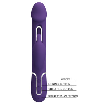 Вібратор із стимулятором клітора PRETTY LOVE - Kampas Rabbit 3 in 1 Dark Purple, BW-500025-2