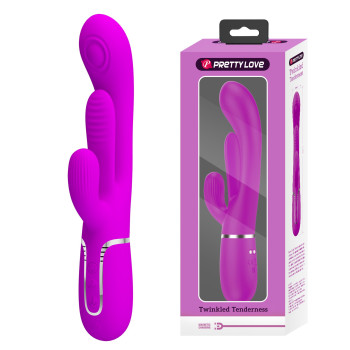 Вібратор із стимулятором клітора PRETTY LOVE - Shonia Purple 3 in 1, BW-500041