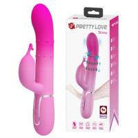 Вібратор зі стимулятором клітора і бусинами, що обертаються PRETTY LOVE - Shima Pink, BW-500051-4