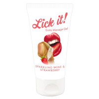 Масажний гель ігристе вино та полуниця Lick It (50 мл)