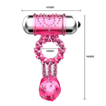 Ерекційне вібро кільце зі стимулятором клітора Sweet Vibration Ring, BI-014080