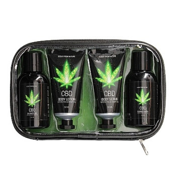 Набір для ванни та душу CBD Luxe Travel set - GREEN TEA & HEMP OIL ( 4 предмети )