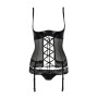 Корсет с открытой грудью Passion Exclusive NORTH CORSET L/XL, black, пажи, трусики, шнуровка