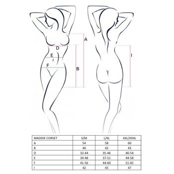 Корсет-сорочка с пажами Passion MADDIE CORSET L/XL, black, трусики