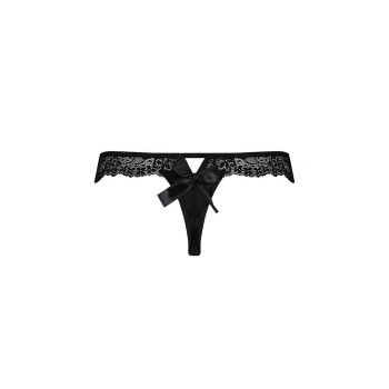 Кружевные трусики-танга с атласным бантиком Passion NAJA THONG XXL/XXXL, black