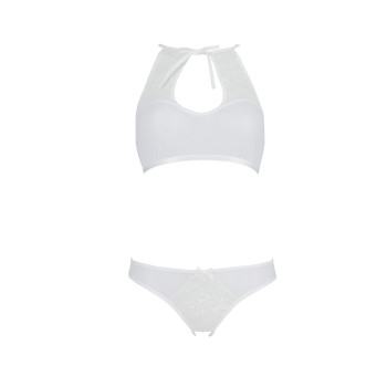 Комплект: бра, трусики с ажурным декором и открытым шагом URSULA SET L/XL, white
