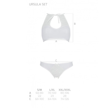 Комплект: бра, трусики с ажурным декором и открытым шагом URSULA SET L/XL, white