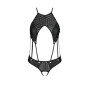 Боди с открытым доступом Passion TASMINA BODY S/M, black, экокожа, шнуровки, ажурные кружева
