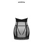 Напівпрозора сорочка з відкритими грудьми Obsessive Lacrisia chemise M/L, чорна, з чокером