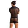 Комплект сетчатого мужского белья Passion 052 SET MICHAEL L/XL black, рубашка, боксеры, заклепки