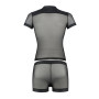 Комплект сетчатого мужского белья Passion 052 SET MICHAEL L/XL black, рубашка, боксеры, заклепки
