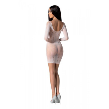 Полупрозрачное мини-платье Passion BS101 One Size, white, рукава-митенки