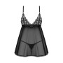 Сорочка бебі-дол Obsessive Blomentis babydoll & thong, XS/S, мереживний ліф, стрінги в комплекті