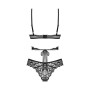 Комплект Obsessive Blomentis 2-pcs set, XS/S, мереживний, ліф із зав’язками на спині, трусики-сліпи