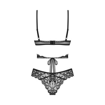 Комплект Obsessive Blomentis 2-pcs set, M/L, кружевной, лиф с завязками на спине, трусики-слипы