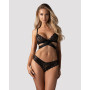 Комплект Obsessive Blomentis 2-pcs set, M/L, кружевной, лиф с завязками на спине, трусики-слипы
