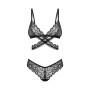 Комплект Obsessive Blomentis 2-pcs set, XL/2XL, мереживний, ліф із зав’язками на спині, трусики-сліпи
