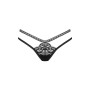 Трусики-стрінги Obsessive Blomentis thong, XL/2XL, чорні, мереживні, боковинки — подвійні смужки