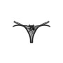 Трусики-стрінги Obsessive Blomentis thong, XL/2XL, чорні, мереживні, боковинки — подвійні смужки