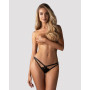 Трусики-стрінги Obsessive Blomentis thong, XL/2XL, чорні, мереживні, боковинки — подвійні смужки