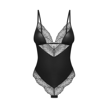 Тедді Obsessive Lobellis teddy, XL/2XL, чорне, ліф з м’якою чашкою, відкрита спина, низ-стрінги