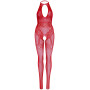 Бодістокінг Leg Avenue Rhinestone Lace and Net, One Size, червоний, зі стразами, відкритий доступ