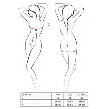 Комплект белья под латекс Passion DEBY SET L/XL, black, лиф, мини-юбочка, стринги