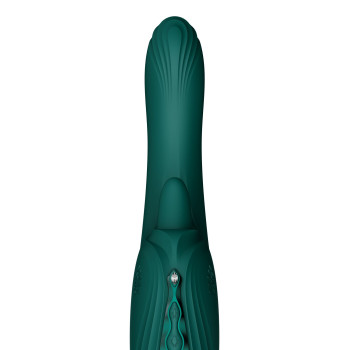 Смарт-вибратор Zalo Ares Turquoise Green, подогрев, 3 мотора, язычок для клитора, стимуляция точки G