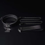 Нашийник з повідцем LOCKINK Tied Collar with Leash Set, чорний, ланцюг зі шкіряною петлею та карабіном