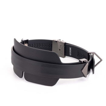 Маска на очі LOCKINK Blindfold Kit, чорна, натуральна шкіра, регульований обсяг