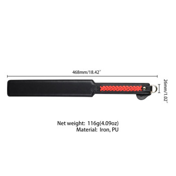 Паддл LOCKINK SEVANDA Braided-handle Spanking Paddle, чорно-червоний, гладенький, з плетінням на ручці