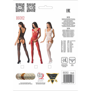 Сетчатый бодистокинг Passion BS062 One Size, Red, комбинезон, имитация чулок, открытый доступ