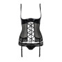 Корсет с открытой грудью Passion Exclusive NORTH CORSET XXL/XXXL, black, пажи, трусики, шнуровка
