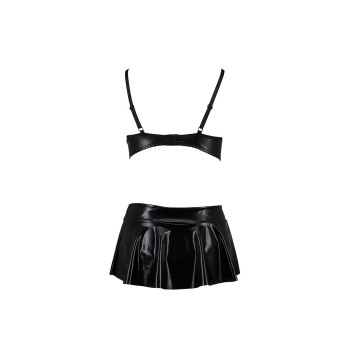 Комплект белья под латекс Passion DEBY SET XXL/XXXL, black, лиф, мини-юбочка, стринги