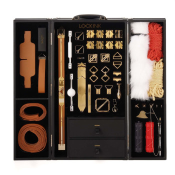 БДСМ-набір LOCKINK All-in-1 BDSM Play Kit, коричневий, ремені, маска, кляпи, анальні пробки, свічки