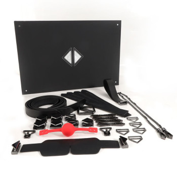 БДСМ-набір LOCKINK Bondage & Restraint Set, чорний, натуральна шкіра, фіксатори, маска, кляп