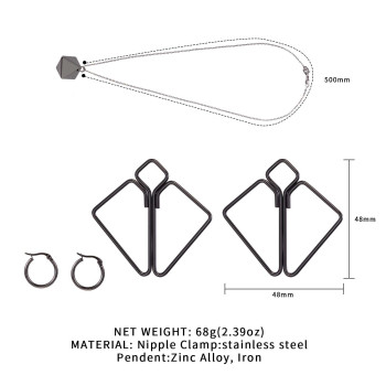 Затискачі для сосків з важкою підвіскою LOCKINK Nipple Clamps with Heavy Pendant, сріблясті