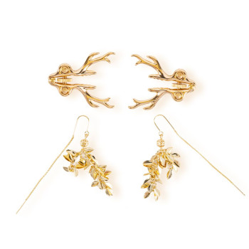 Затискачі для сосків LOCKINK SEVANDA Stag Adjustable Nipple Clamps, золотисті, зі знімними підвісками