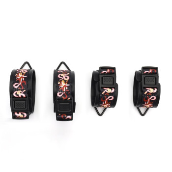 БДСМ-набір LOCKINK The Flowering Serpent Bondage Set, чорний, з малюнком у вигляді змій, 7 предметів