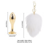Металева анальна пробка — кролячий хвіст LOCKINK SEVANDA White Bunny-Tail Anal Rose-shape Plug