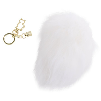 Металева анальна пробка — кролячий хвіст LOCKINK SEVANDA White Bunny-Tail Anal Pear-shape Plug